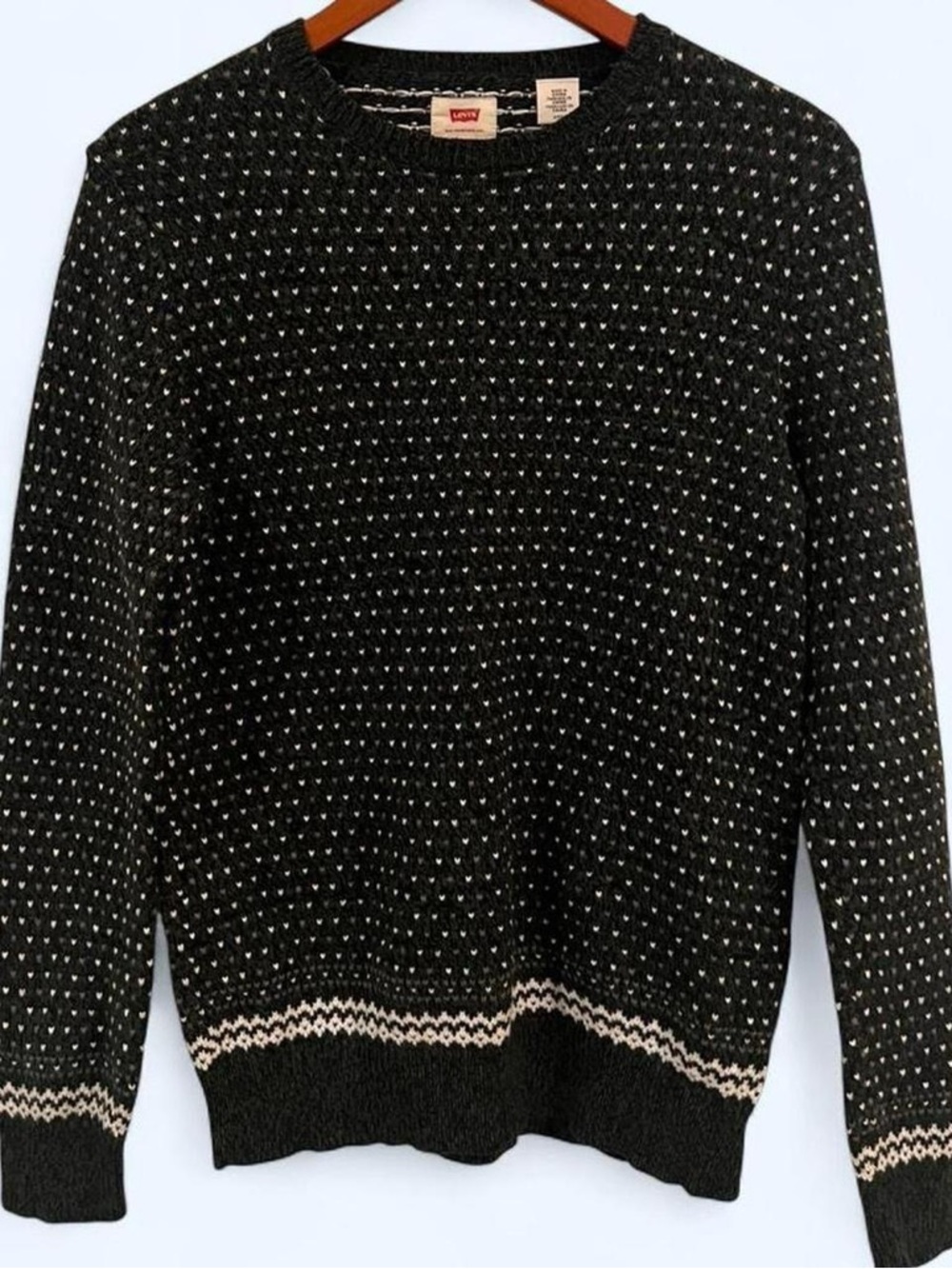 Levi's Black Knit Crewneck Sweater with Cream Accents